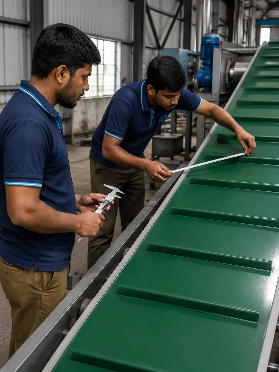 Industrial conveyor belt and machinery detail