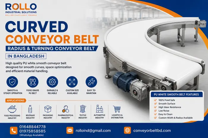 White PU curved conveyor belt in Bangladesh